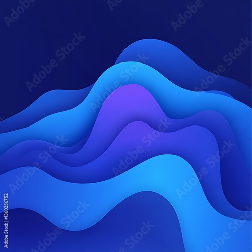 Abstract image of layered flowing shapes in blue hues