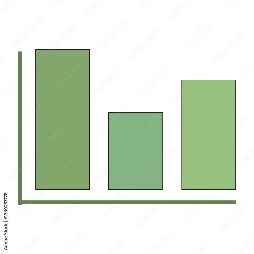 Data analytics set icon. Bar chart in green shades for statistics, performance tracking, market research, financial reports, and educational data visualizations. Data analytics set icon. Bar chart in green shades for statistics, performance tracking, market research, financial reports, and educational data visualizations.