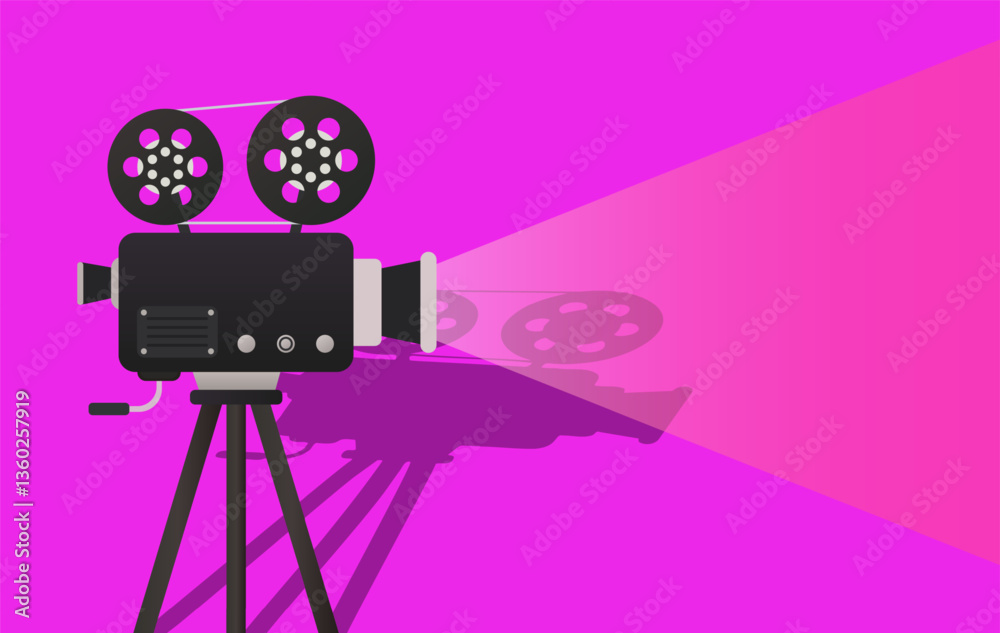 Obraz premium Movie night set icon. Projector shows active film projection in soft light. Great for cinema, media, creative video content, and entertainment design concepts.