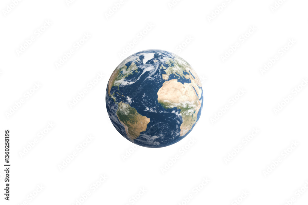 Blue and white planet with a white background, isolated