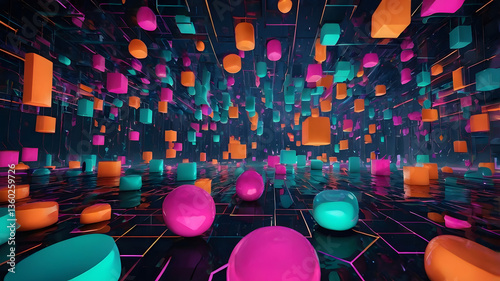 Abstract Geometric 3D Shapes Background
