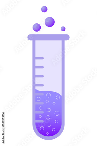 Science set icon. Glass test tube with bubbling blue liquid symbolizes laboratory research, chemistry experiment, scientific development, analysis process.