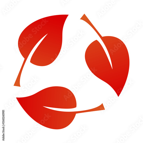 Ecology set icon. Leaves forming a triangular shape labeled reduce promote eco-lifestyle, natural resource saving, environmental awareness.