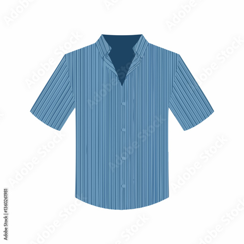 Vertical Striped Short Sleeve Button Down Shirt. vector image