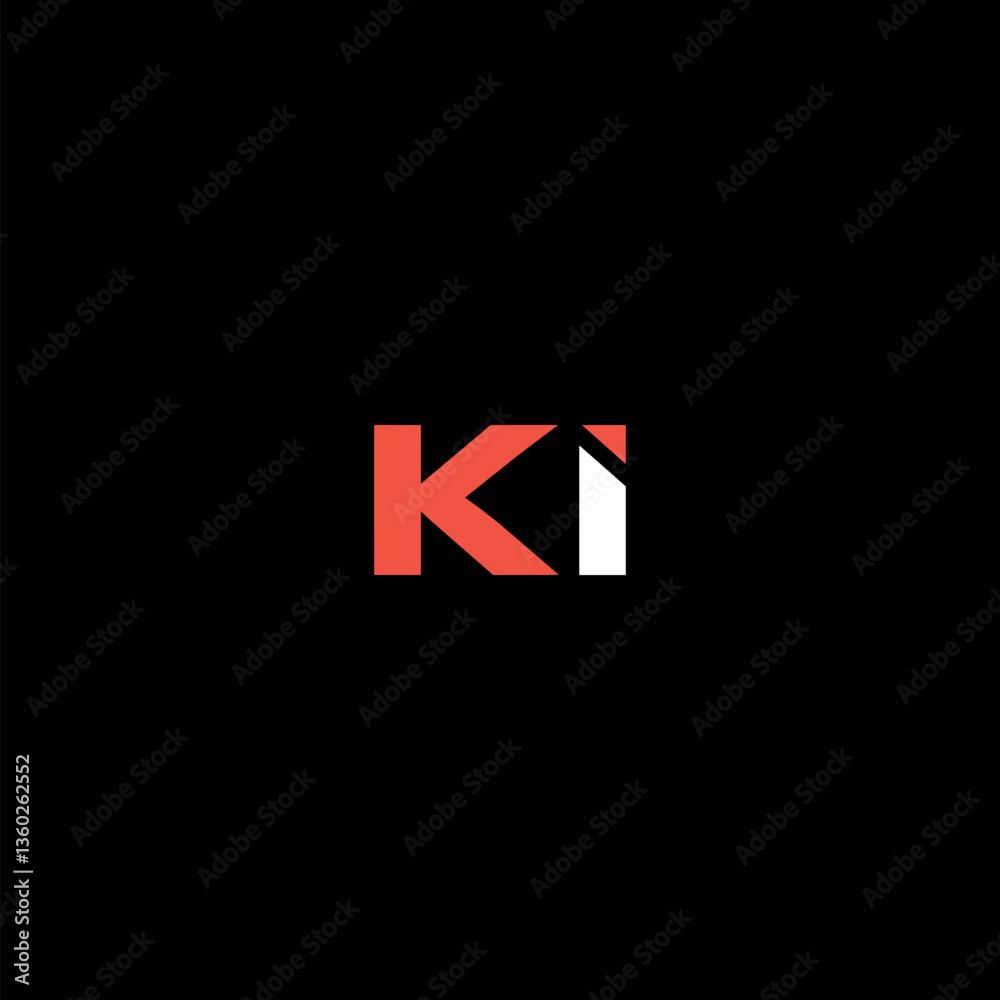 Obraz premium Initial KI Logo Design icon isolated on black background