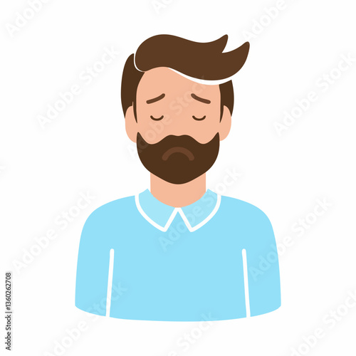 Sad man avatar illustration vector graphic. vector image