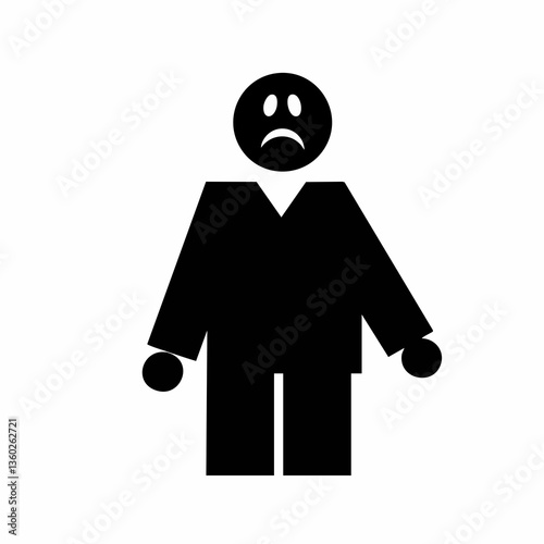 Sad Figure with Missing Arm Vector Icon. vector image