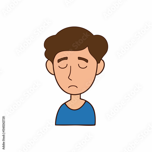 Sad Cartoon Boy Vector Illustration. vector image