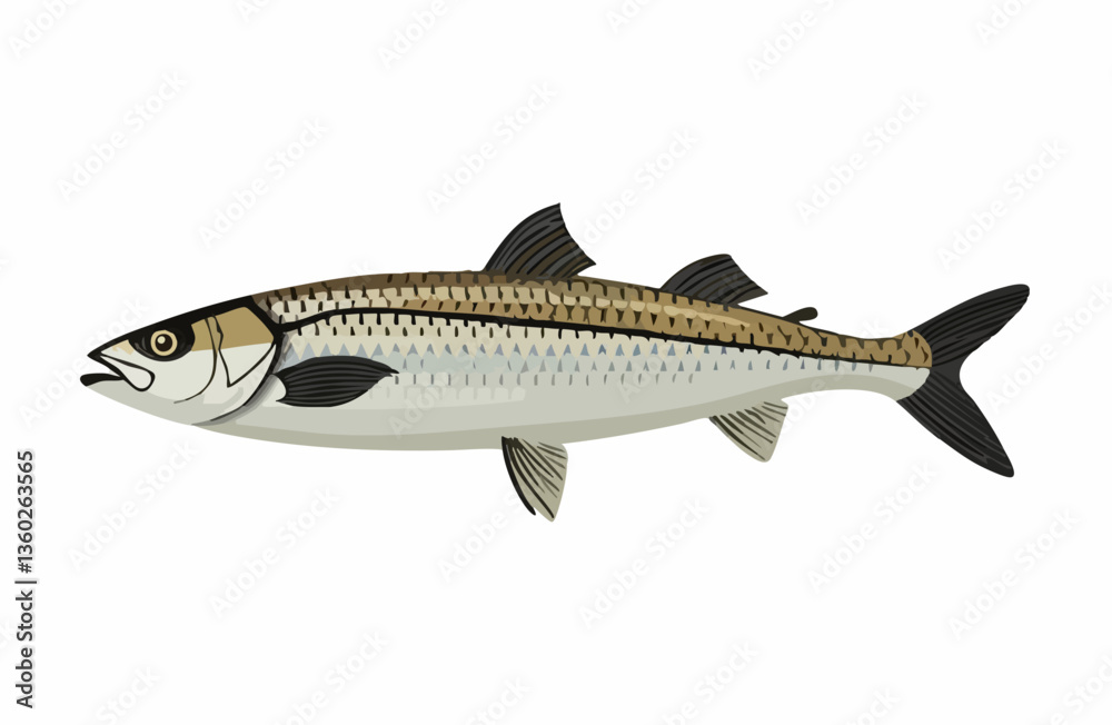Obraz premium Detailed illustration of a fish species. vector image