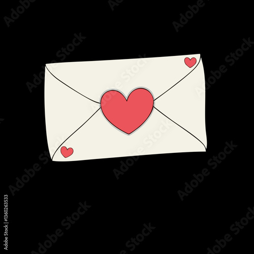 Envelope with Heart Seal and Decorations. vector image
