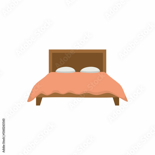 Double Bed with Headboard and Comforter. vector image