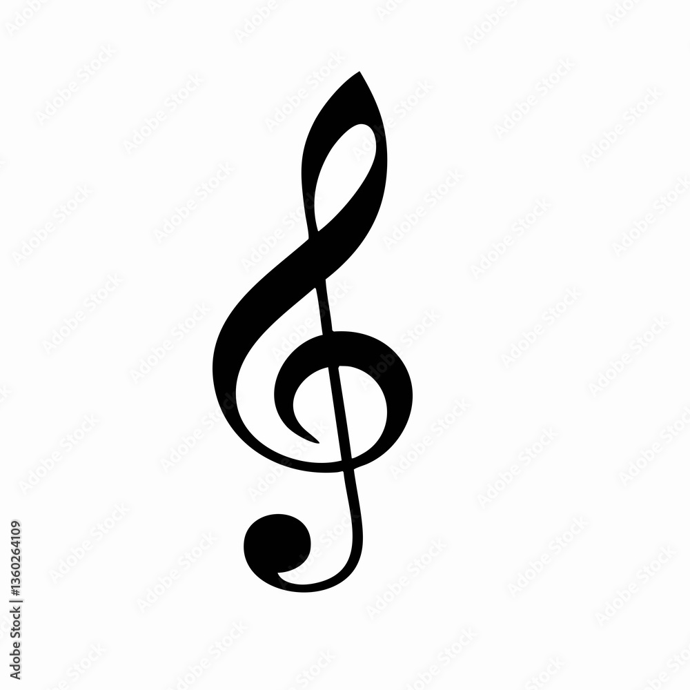 Black Treble Clef Music Note Symbol Vector Graphic. vector image Black Treble Clef Music Note Symbol Vector Graphic. vector image