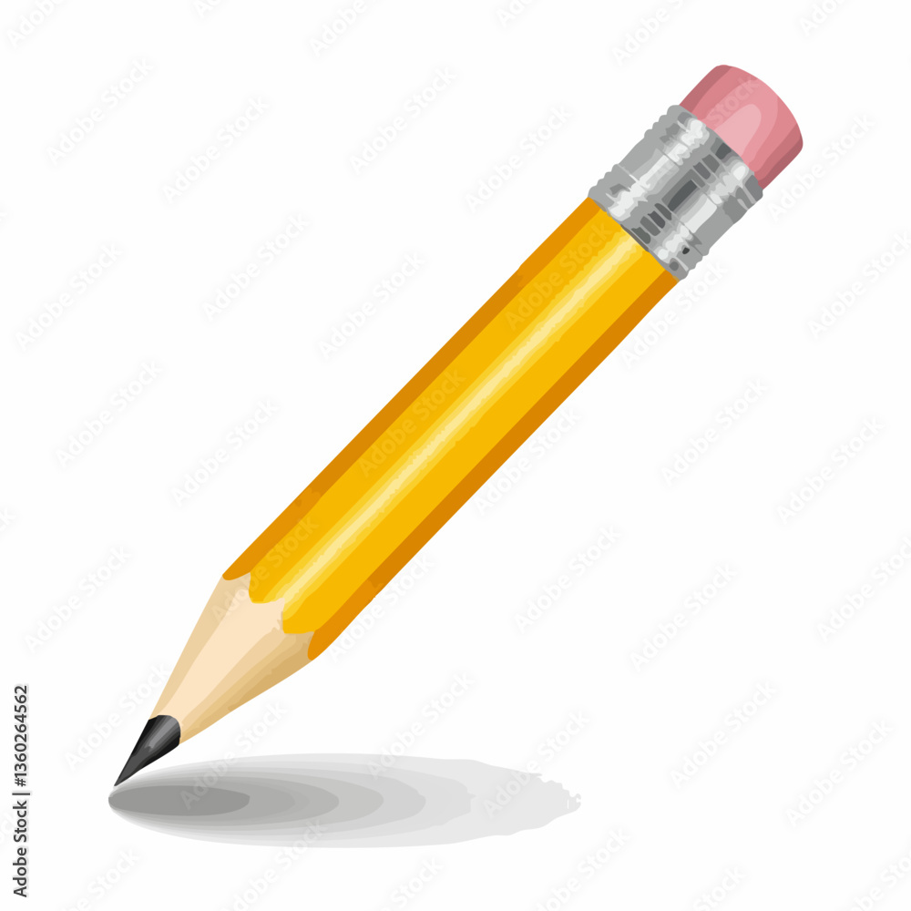 Yellow Pencil with Eraser and Shadow. vector image Yellow Pencil with Eraser and Shadow. vector image