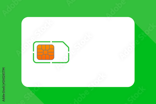 SIM card set icon. Chip embedded in plastic card represents mobile connection, telecommunication and digital access.