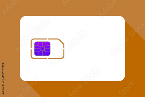 SIM card set icon. Chip embedded in plastic card represents mobile connection, telecommunication and digital access.
