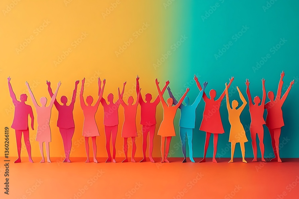 Diverse Teamwork Cutouts Hopeful Gradient Team Connection