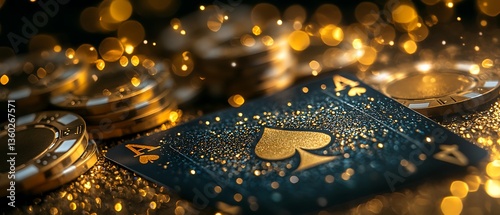 Ace of Spades with Casino Chips, and Gold.