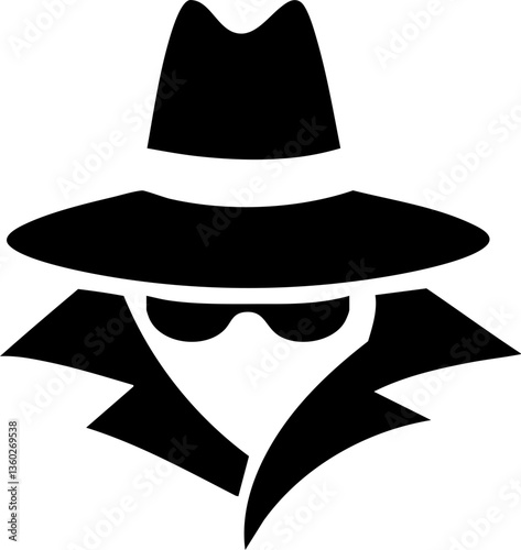 Spy Icon - Mysterious Secret Agent Silhouette Vector Svg Icon