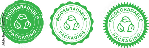 Biodegradable packaging vector icon badge label
