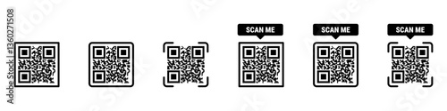 Scan me frame set. Qr code mockup. Mobile payment and identity