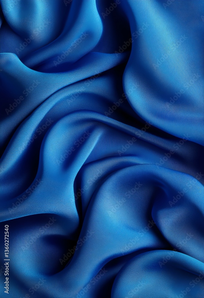 Obraz premium Blue Silk Fabric Flowing in Elegant Waves Creates a Luxurious Texture