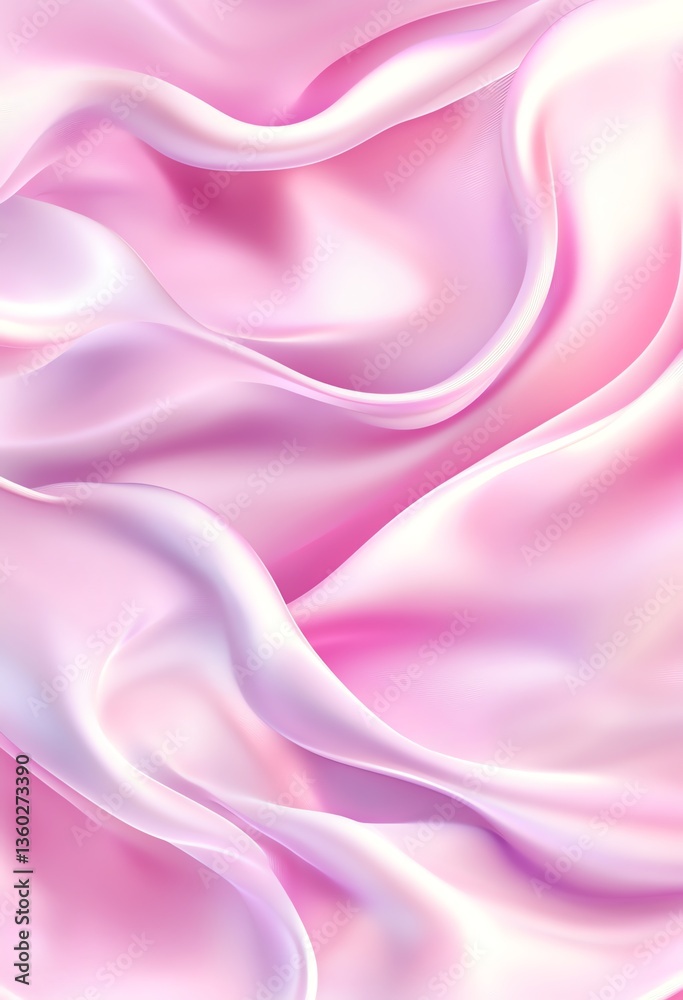 Obraz premium Pink Silk Fabric Flowing Softly, Creating Abstract Swirls and Drapes