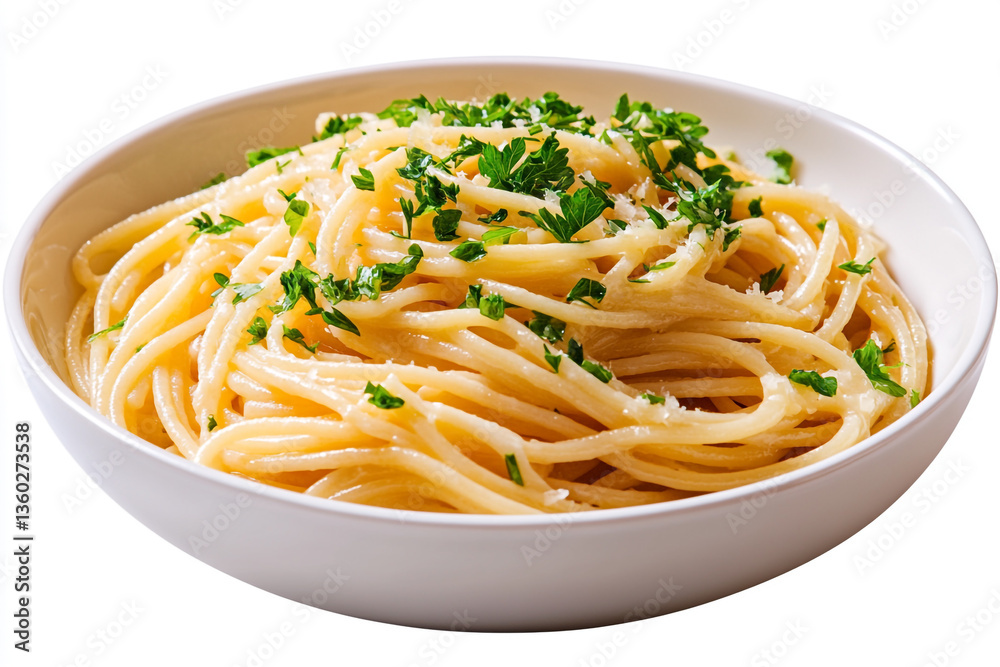 A Delicious Bowl of Tightly Twirled Spaghetti Served with Creamy Butter, Zesty Lemon, and Fresh Parsley Garnish that Invites You to Indulge in Italian Cuisine A Delicious Bowl of Tightly Twirled Spaghetti Served with Creamy Butter, Zesty Lemon, and Fresh Parsley Garnish that Invites You to Indulge in Italian Cuisine