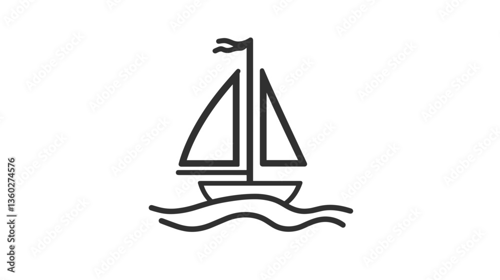 Sailboat on the waves for nautical adventures and maritime leisure Sailboat on the waves for nautical adventures and maritime leisure