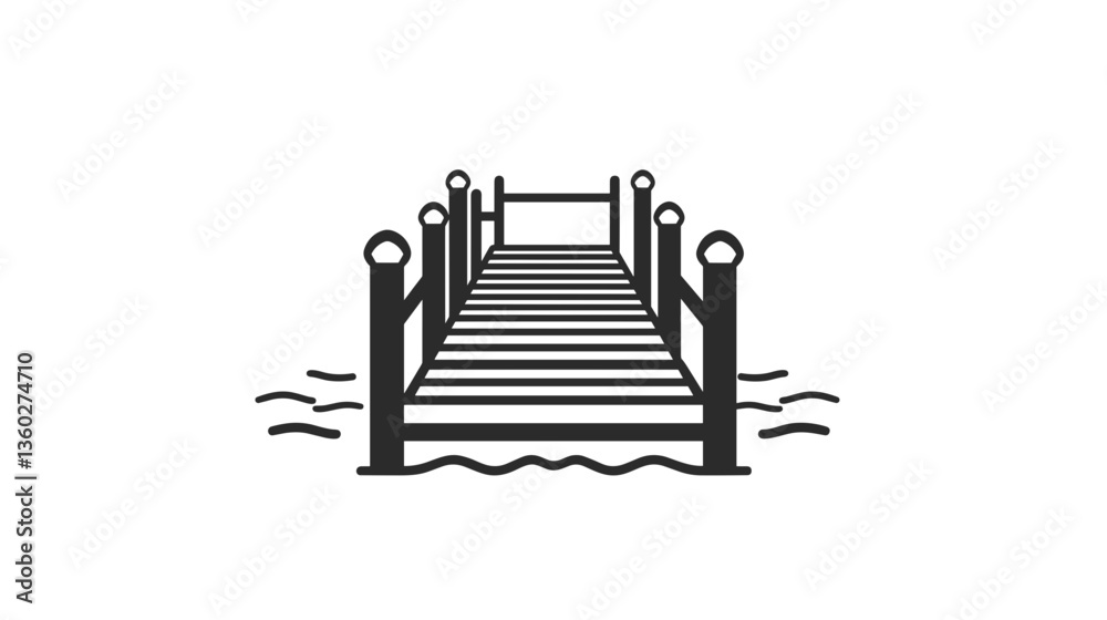 Wooden pier over water for fishing and coastal relaxation