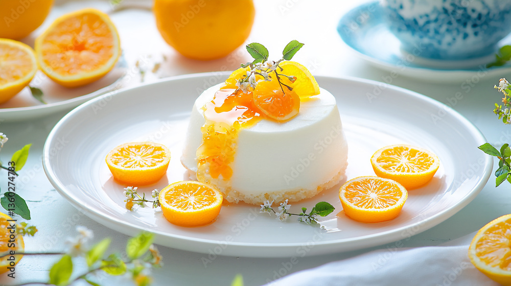 Fototapeta premium yuzu and cream dessert