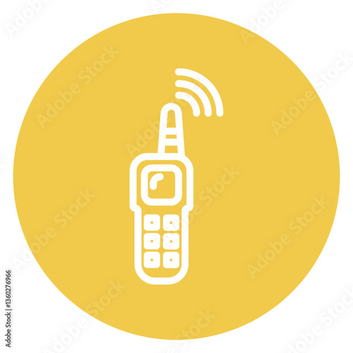 Colorful Flat Outlined Walkie Talkie Communication Device Icon