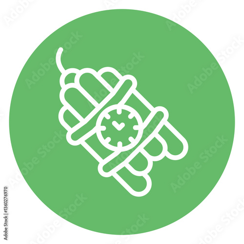 Colorful Flat Outlined Dynamite Explosive Icon
