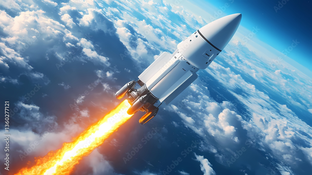 Obraz premium Rocket Launch with Flames and Energy