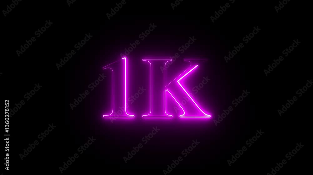 1k text font with neon effect, 1k followers, Thank You, social media post. Thank you followers congratulation card. Achievement in 1K followers Congratulating networking thanks 1k text font with neon effect, 1k followers, Thank You, social media post. Thank you followers congratulation card. Achievement in 1K followers Congratulating networking thanks