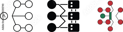 Network Graph Structures Node Connections, Data Flow, Tree Diagrams