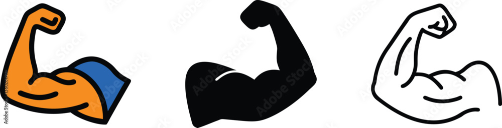 Strong Arm Bicep Muscle Power Icons Fitness, Strength, Exercise Strong Arm Bicep Muscle Power Icons Fitness, Strength, Exercise