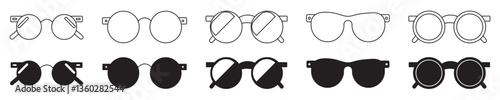 Sunglass silhouette and outline icons