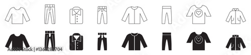 T-shirt silhouette and outline icons