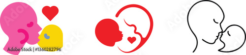 Parent Child Love Abstract Colorful Heart Illustrations