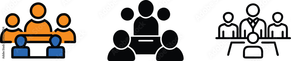 Teamwork Collaboration Meeting Group Icons Business People Presentation Teamwork Collaboration Meeting Group Icons Business People Presentation