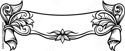elegant vintage floral banner design with decorative scrolls and leaf motifs