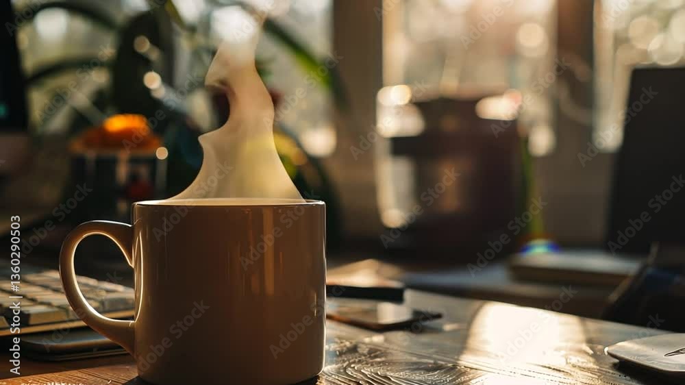 Kaffeetasse auf Tisch in gemütlichem Licht