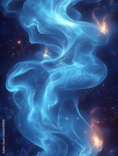 Wallpaper Mural Blue Energy Flow with Cosmic Background. Torontodigital.ca