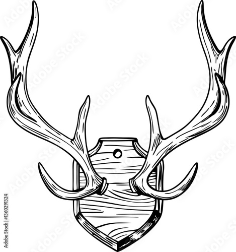 Antlers on plaque rustic wall decor, nature inspired vintage hunting lodge display