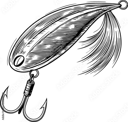 Vintage fishing lure with feather and hook design for anglers and collectors