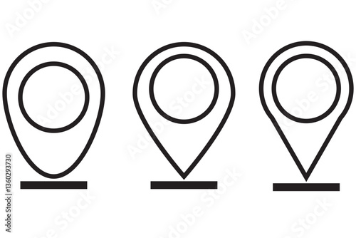 Location pin icon. Map pin place marker. Location icon. Map marker pointer icon set. GPS location symbol collection. Flat style - stock vector.
