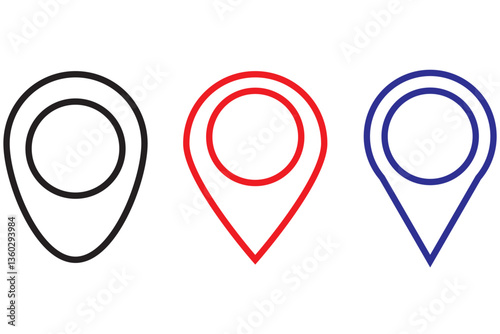 Set of map pin location icons. Modern map markers .Vector illustration on a white background.