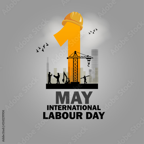 International Labour Day Greeting with Hard Hat and May 1st Theme