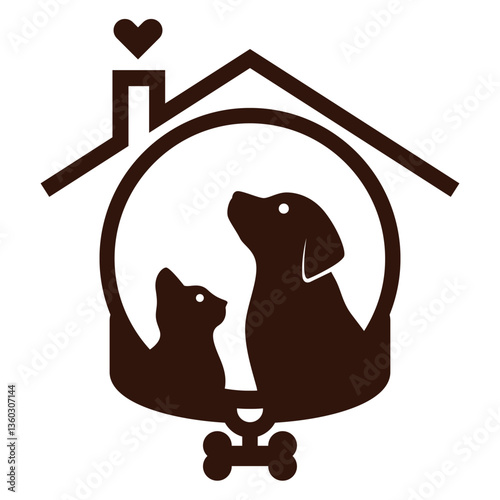 vector illustration house of a dog and a cat