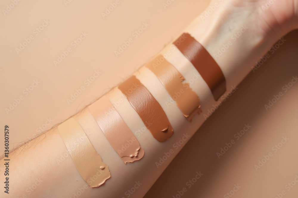 Different foundation shades on skin tone chart